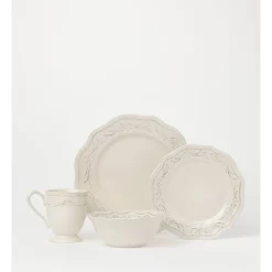 Wholesale 😉 Heritage Luxe Vintage Scalloped 16 Pcs Dinner Set In White 😀