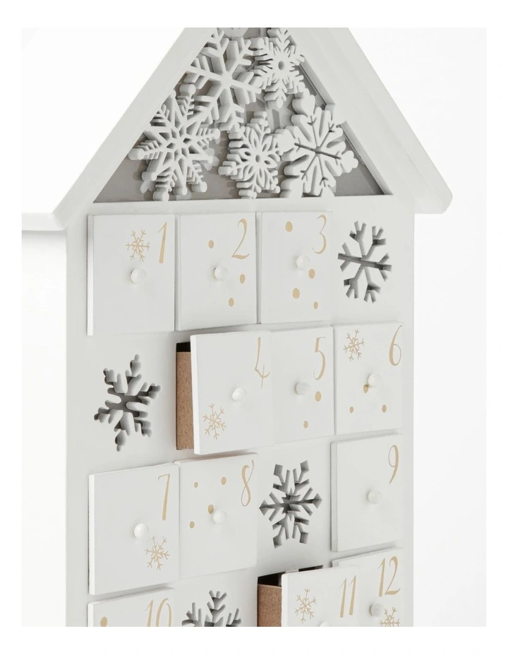 Deals 𧨠Myer Giftorium Luxe Wooden Snowflake House LED Advent CalendarWhite: 45cm π - Image 4