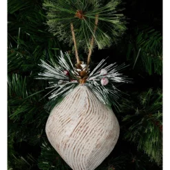 Hot Sale 🌟 Australian House & Garden Eucalyptus Washed Wood-look Onion Ornament W/ Foliage In White 🎉