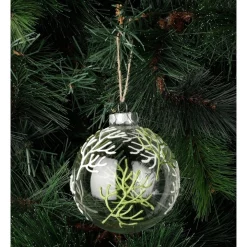 Outlet 🛒 Australian House & Garden Eucalyptus Glass Coral Pattern BaubleGreen: 10cm 🔔