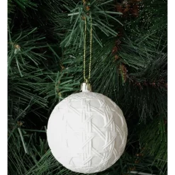 Budget 🎉 Australian House & Garden Eucalyptus Plastic Pressed Rattan Pattern BaubleWhite: 8cm 🧨