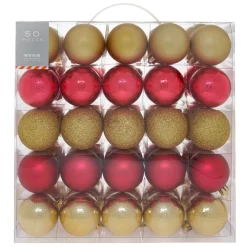 Best Pirce 🔔 Myer Giftorium Heirloom Assorted Red & Gold Shatter-Resistant Baubles 50pk 😀