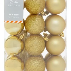 Brand new โจ Myer Giftorium Heirloom Assorted Gold Shatter-Resistant Baubles 24pk ๐