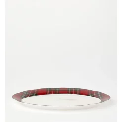 Best Pirce ✨ Heritage Heirloom Tartan Scalloped Oval Platter Large In Red/White 🤩