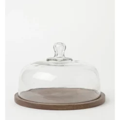 Best reviews of ๐ Heritage Walnut Look Large Glass Dome Wood Board 30 Rnd X21.5cm โค๏ธ