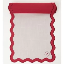 Buy ๐ Heritage Florence Scalloped Edge Table Runner In Red And White โ