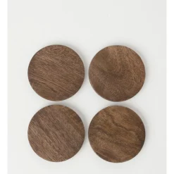 Promo ๐ฅฐ Heritage Walnut Look Coaster Set Of 4 10cm โญ