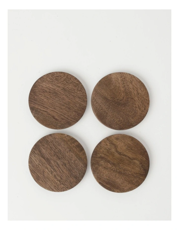 Promo π₯° Heritage Walnut Look Coaster Set Of 4 10cm β