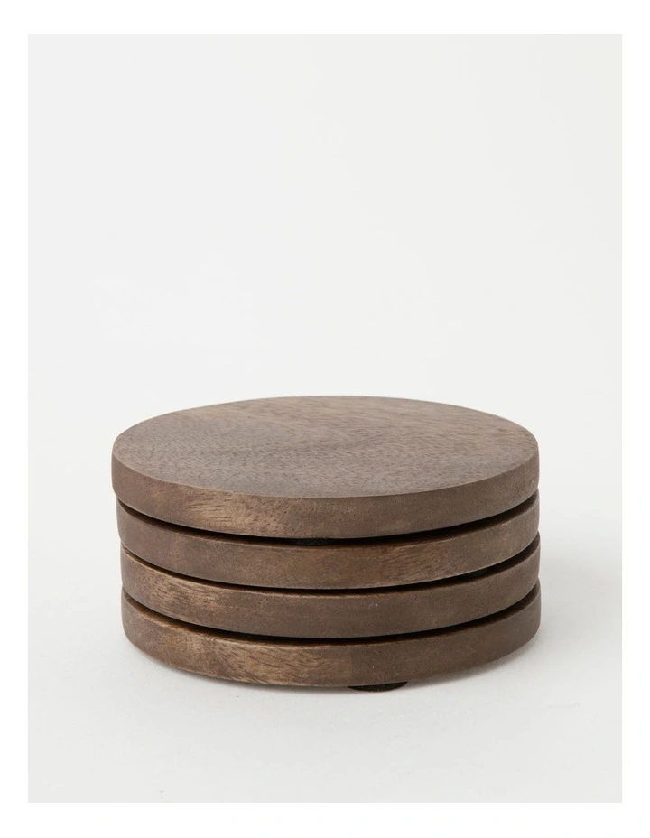 Promo π₯° Heritage Walnut Look Coaster Set Of 4 10cm β - Image 2