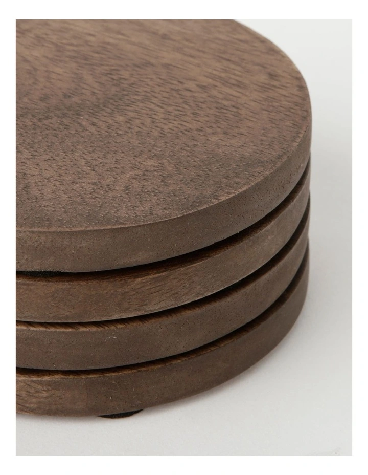 Promo π₯° Heritage Walnut Look Coaster Set Of 4 10cm β - Image 3