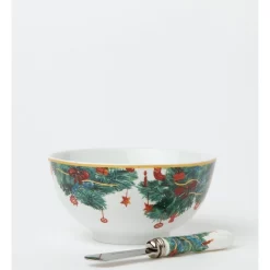 New ๐ Heritage Heirloom ๐ Christmas Festive Dip Bowl & Spreader In Green/White ๐ฏ