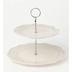 Best Pirce 🔔 Heritage Luxe Vintage Scalloped 2 Tiered Cake Stand In White 🥰