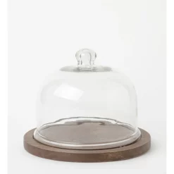 Top 10 🎁 Heritage Walnut Look Small Glass Dome Wood Board 25cm X 19cm 💯
