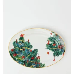 Cheap ๐ Heritage Heirloom ๐
Christmas Festive Oval Platter Large Tree In Green/White ๐