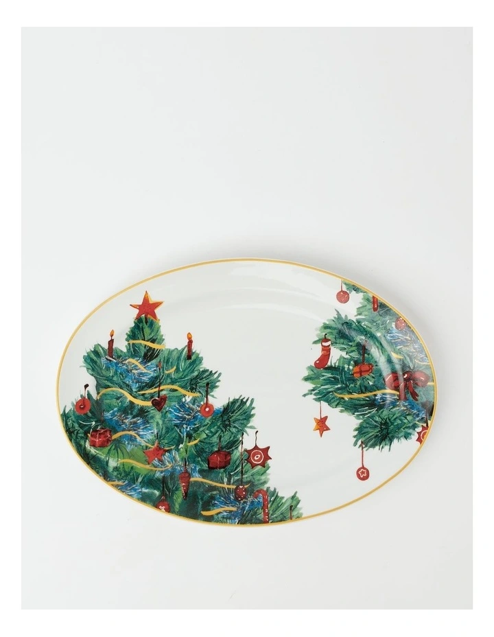 Cheap π Heritage Heirloom π
Christmas Festive Oval Platter Large Tree In Green/White π
