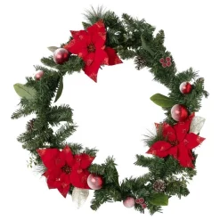 Top 10 🤩 Myer Giftorium Heirloom Red Poinsettia And Faux Pinecones Garland ✨