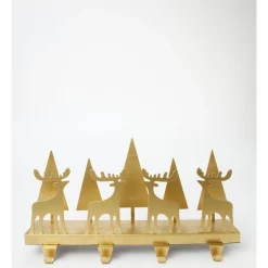 Best deal 🌟 Myer Giftorium Heirloom Wooden 4-hook Reindeer Forest Stocking Holder 40 Cm In Gold 🤩