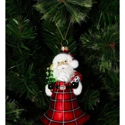 Wholesale 😀 Myer Giftorium Heirloom Glass Santa W/Tree Ornament 14cm In Red 💯