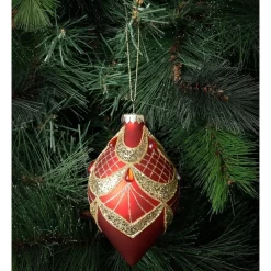 Deals ๐ Myer Giftorium Heirloom Glass Glitter Deco FinialRed: 13cm โจ