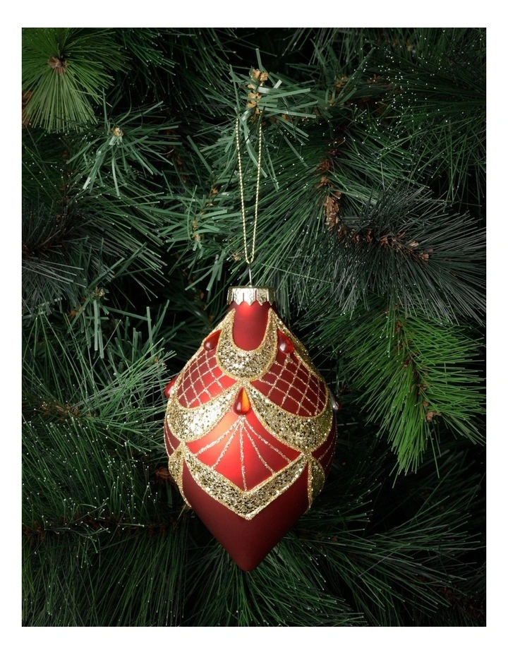 Deals π Myer Giftorium Heirloom Glass Glitter Deco FinialRed: 13cm β¨