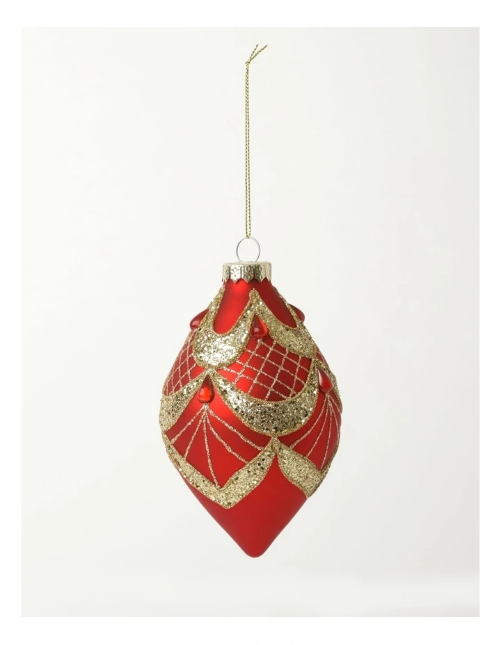 Deals π Myer Giftorium Heirloom Glass Glitter Deco FinialRed: 13cm β¨ - Image 2