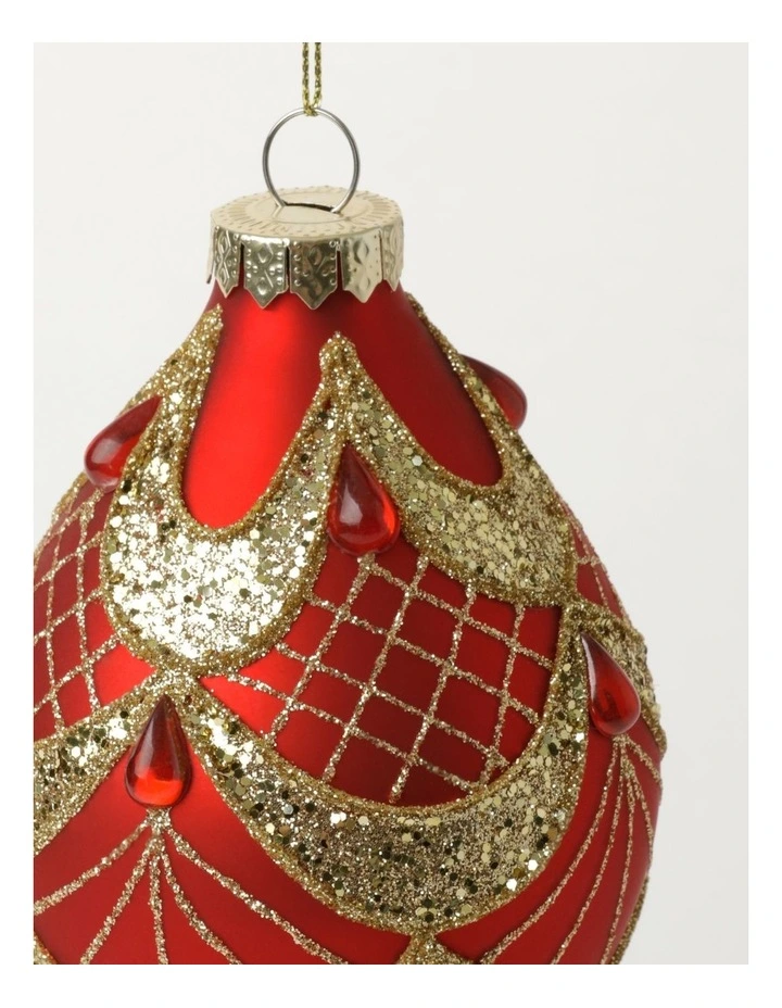 Deals π Myer Giftorium Heirloom Glass Glitter Deco FinialRed: 13cm β¨ - Image 3