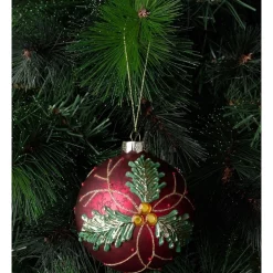 Outlet 🎉 Myer Giftorium Heirloom Glass Holly Leaf Bauble OrnamentRed: 10cm 👍