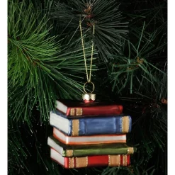 Flash Sale ❤️ Myer Giftorium Heirloom Glass Stacked Books OrnamentRed/Blue: 6 Cm 🎁