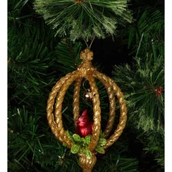 Best Sale ๐ Myer Giftorium Heirloom Glittered Finial With Perching Cardinal Ornament In Gold ๐