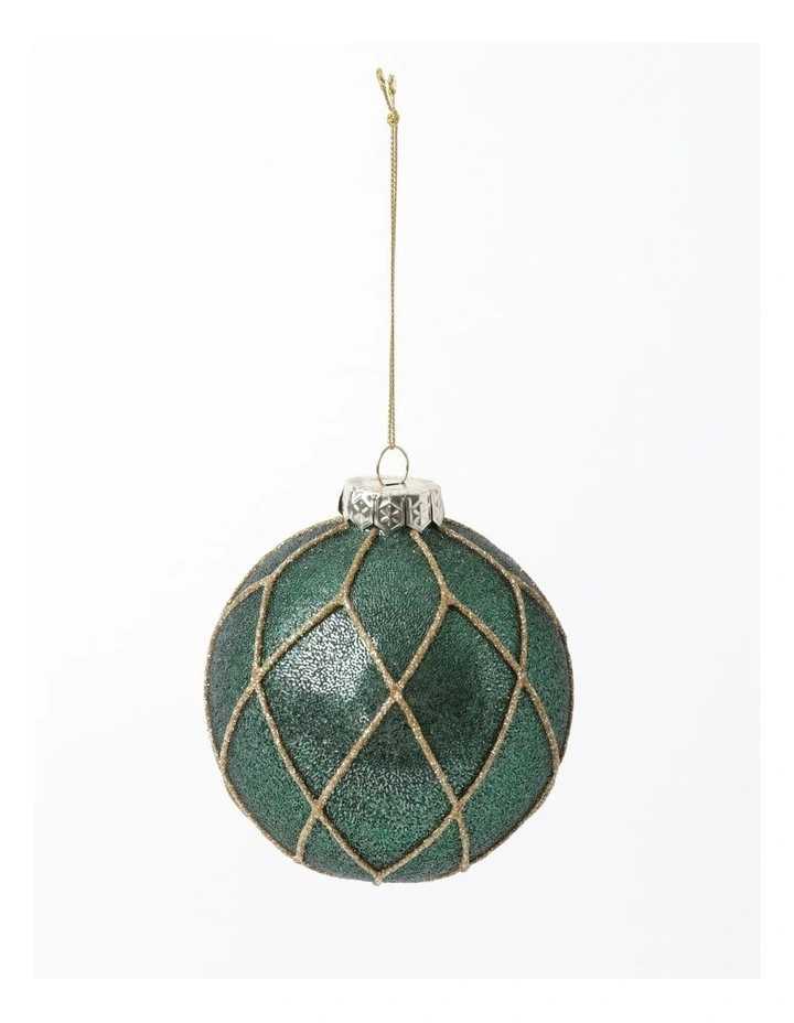 Best Sale π Myer Giftorium Heirloom Glass Beaded Diamond Grid BaubleGreen: 8cm π― - Image 2