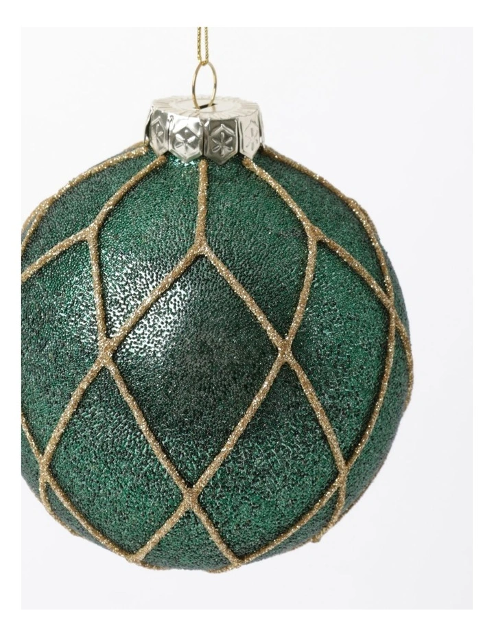 Best Sale π Myer Giftorium Heirloom Glass Beaded Diamond Grid BaubleGreen: 8cm π― - Image 3