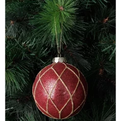 Cheap ๐ฏ Myer Giftorium Heirloom Glass Beaded Diamond Grid BaubleRed: 8cm ๐