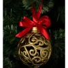 Top 10 👍 Myer Giftorium Heirloom Plastic Ornate Swirl Bauble With Bow In Gold 👍