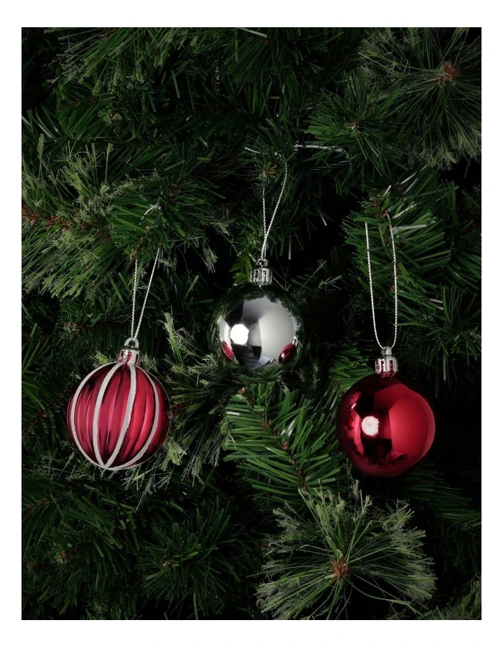 Budget π Myer Giftorium Merry & Bright Shatterproof Baubles 24 Pack In Red/Silver π