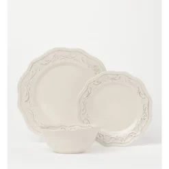 Best Pirce ⌛ Heritage Luxe Vintage Scalloped 12 Pcs Dinner Set In White 😉