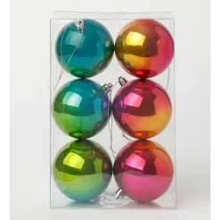 Flash Sale 🛒 Myer Giftorium Merry & Bright 6 Pack Plastic Ombre BaublePink/Blue: 8 Cm 🛒