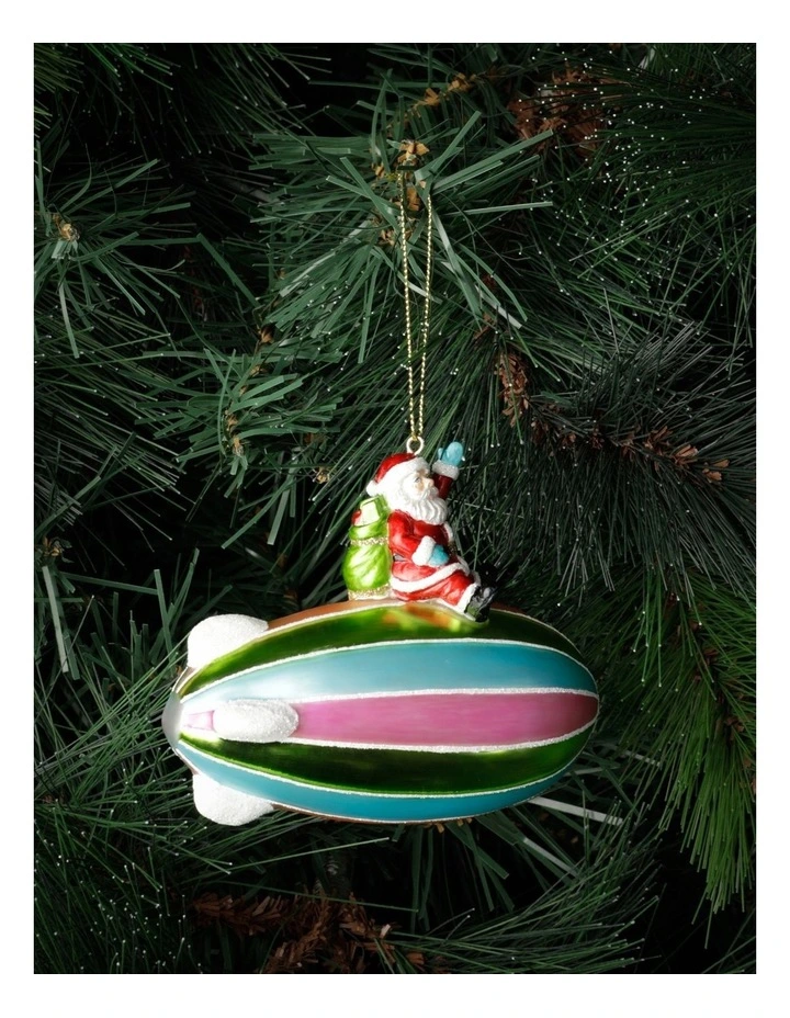 Promo π€© Myer Giftorium Merry & Bright Glass Santa On Blimp OrnamentMulti: 11cm π