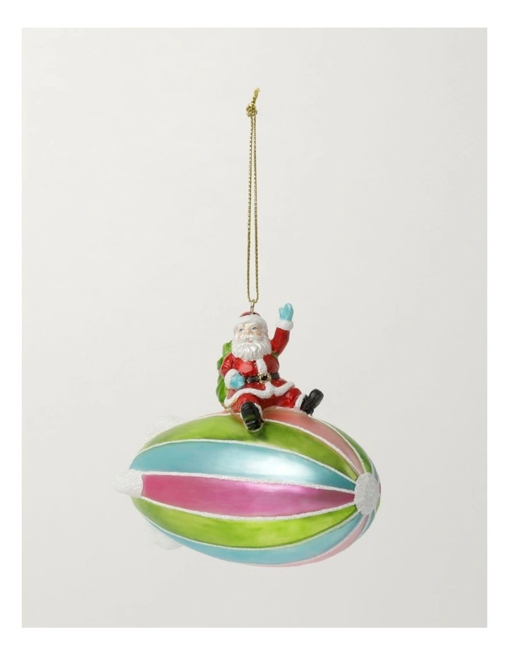 Promo π€© Myer Giftorium Merry & Bright Glass Santa On Blimp OrnamentMulti: 11cm π - Image 2