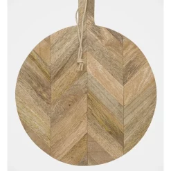 Cheap 👍 Heritage 40x30cm Herringbone Wood Round Paddle Board Natural 🎉
