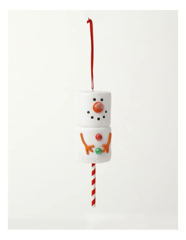 Discount π Myer Giftorium Merry & Bright Claydough Marshmallow Snowman OrnamentWhite: 12cm π₯° - Image 2