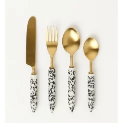 Hot Sale 🤩 Vue Ferraro Tortoise Cutlery Set 16pc Black And White ❤️