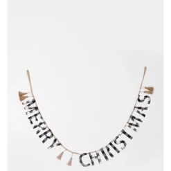 Top 10 😀 Myer Giftorium Modern Holiday 175cm Fabric Plaid Merry 🎄 Christmas Garland In Black/White 🔔