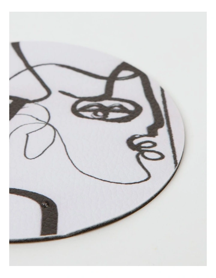 New π Vue Leather Look Coaster Faces In Black And White Round π - Image 2