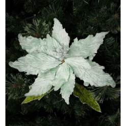 Brand new 😀 Myer Giftorium Luxe Fabric And Glitter Poinsettia Pick 50cm In Mint 🔔