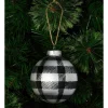 Promo ✨ Myer Giftorium Modern Holiday Glass Gingham Pattern Bauble 8 Cm In White/Black ✔️