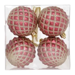 Best Sale ๐ Myer Giftorium Luxe Pink Glitter Diamond Bauble 4 Pack ๐ฏ
