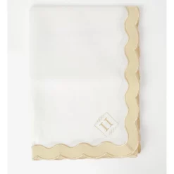 Cheapest 🧨 Heritage Florence Scalloped Edge Tablecloth With Gold Rim 🔥