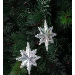 Flash Sale 😍 Myer Giftorium Luxe 4pk Acrylic & Glitter Stars OrnamentClear: 12cm 💯