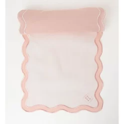 New ๐ Heritage Florence Scalloped Edge In Pink/White Pink And White Table Runner ๐