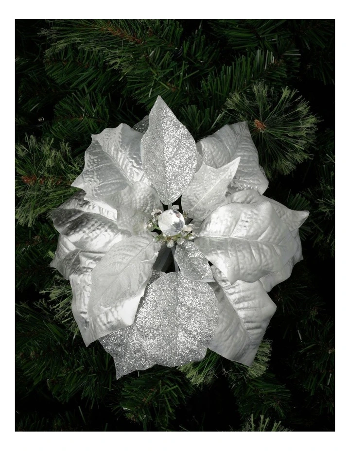 Cheapest β Myer Giftorium Luxe Fabric Poinsettia With Glitter Pick 40cm In Silver β